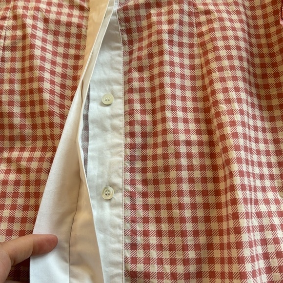 Sara Battaglia Long Sleeve Ruffle Blouse button down top new gingham pink white - Picture 4 of 9